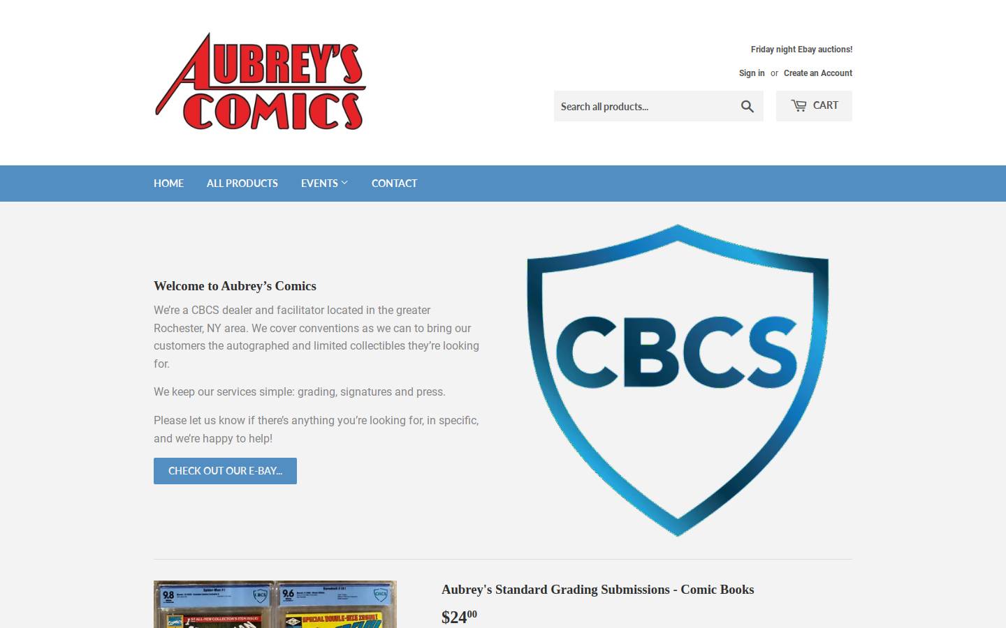 aubreyscomics.com homepage screenshot