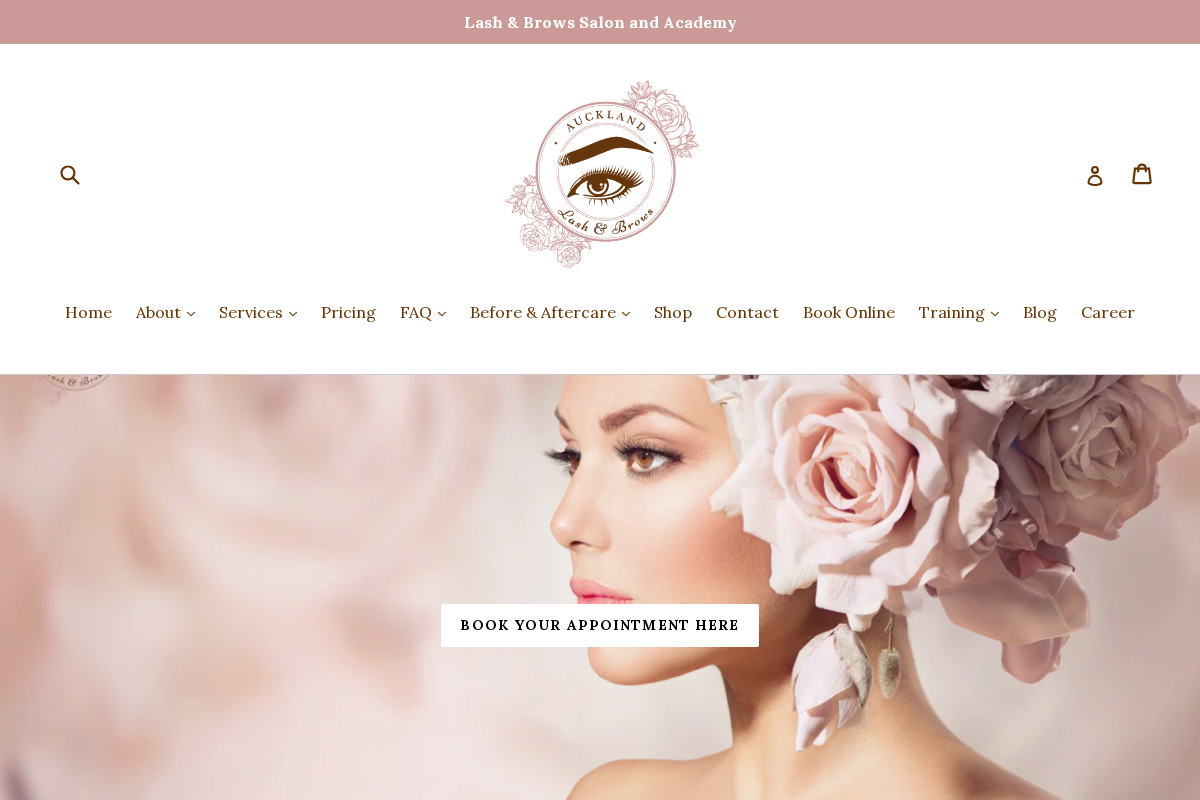 aucklandlashandbrows.co.nz homepage screenshot