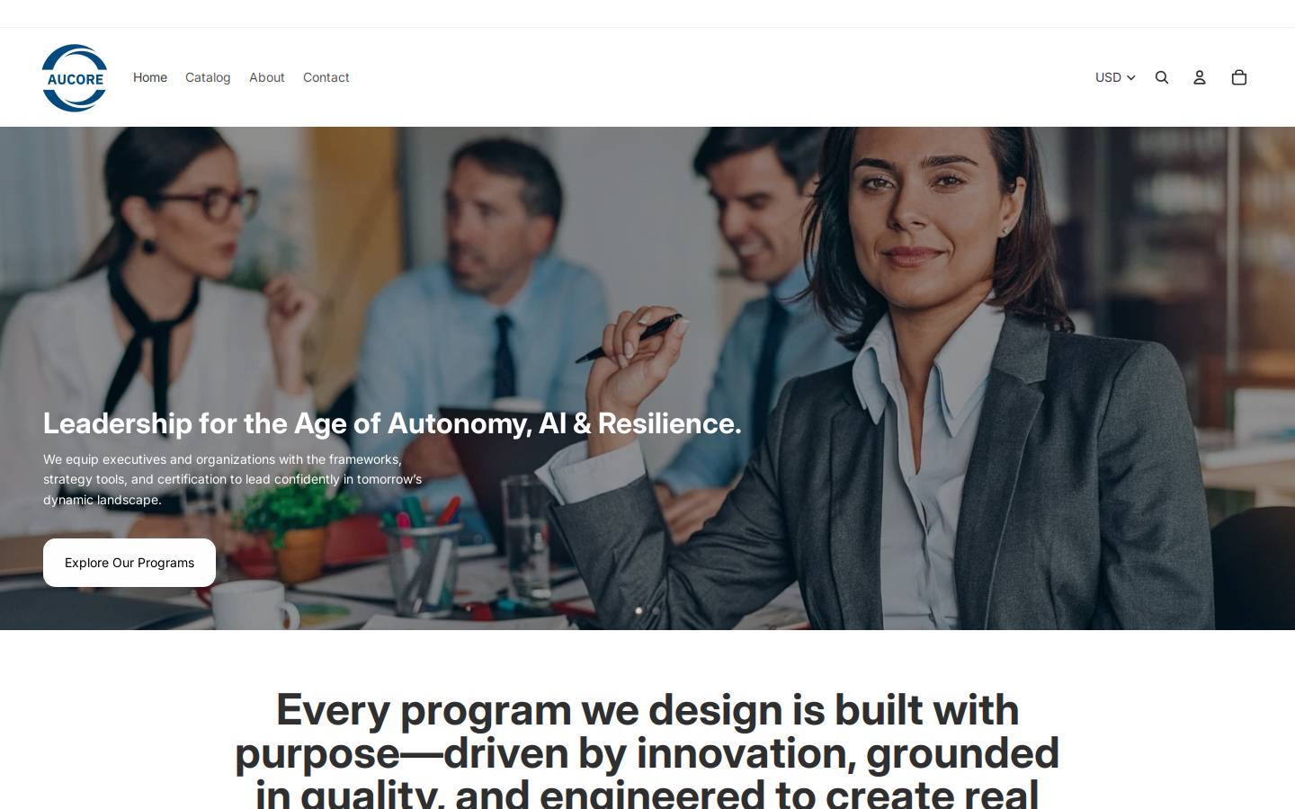 aucore.org homepage screenshot