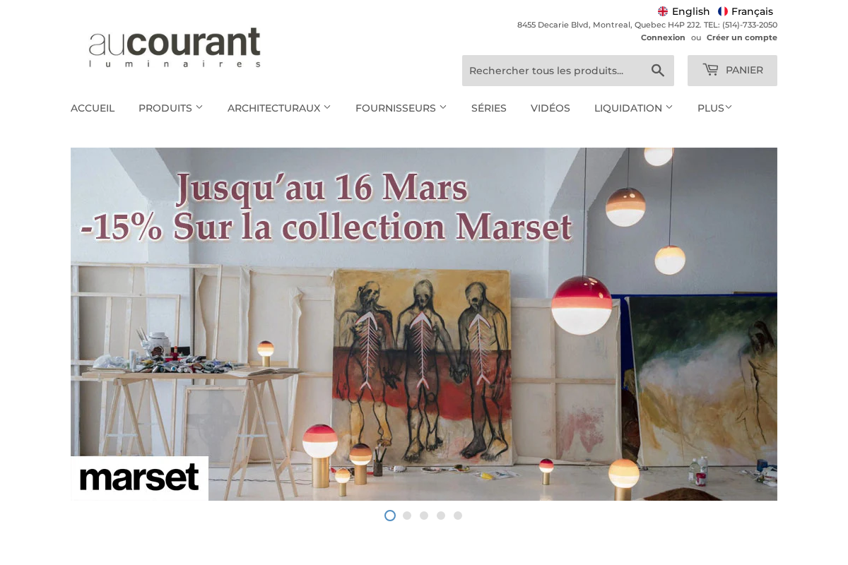 aucourantlighting.com homepage screenshot