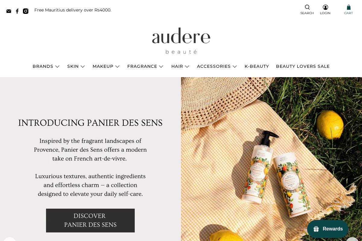 auderebeaute.com homepage screenshot