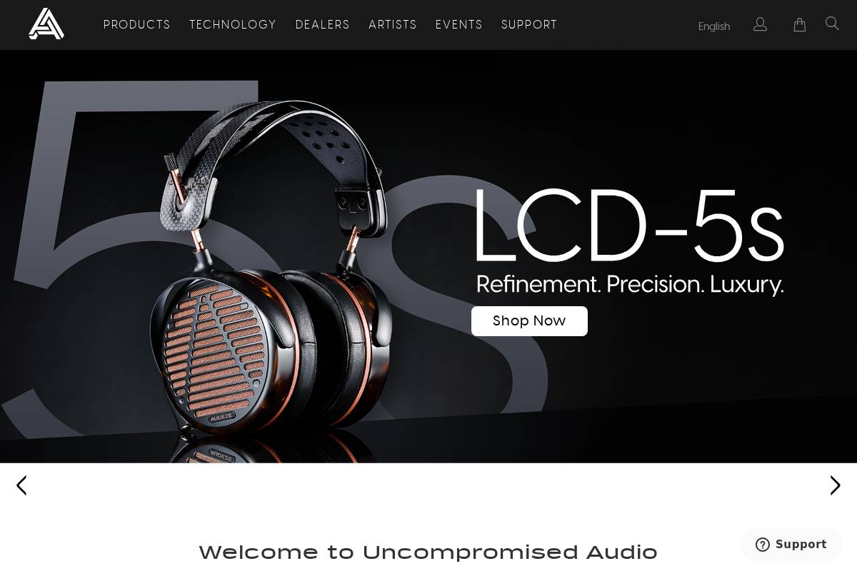audeze.com homepage screenshot