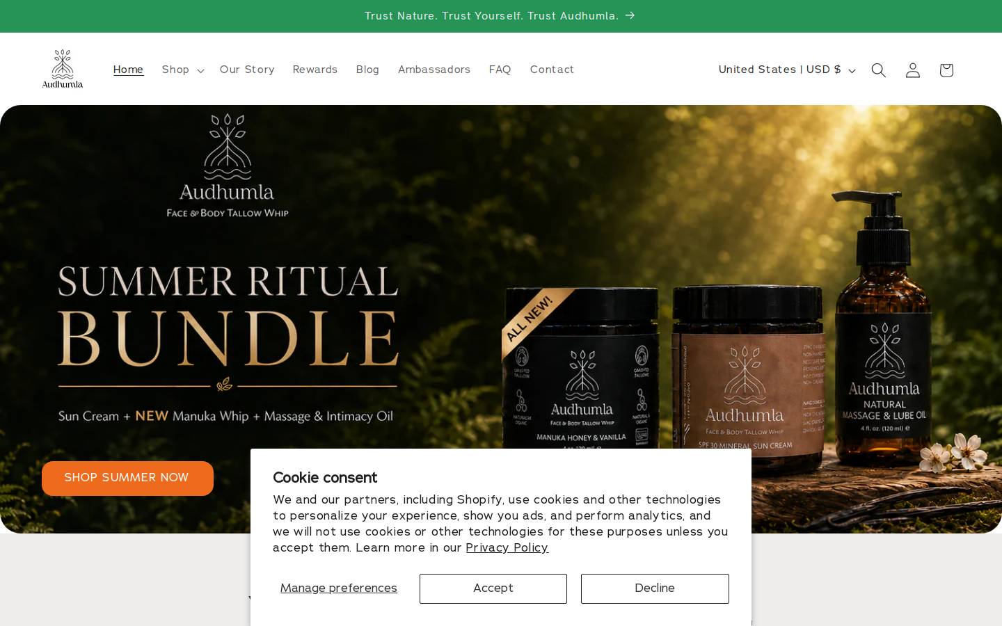 audhumla.com homepage screenshot