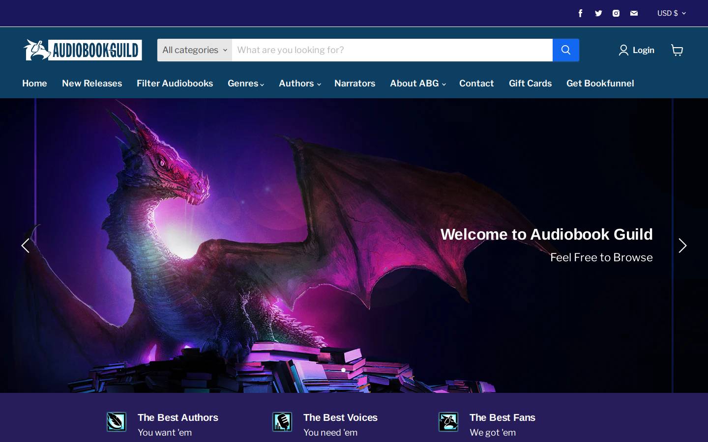 audiobookguild.com homepage screenshot