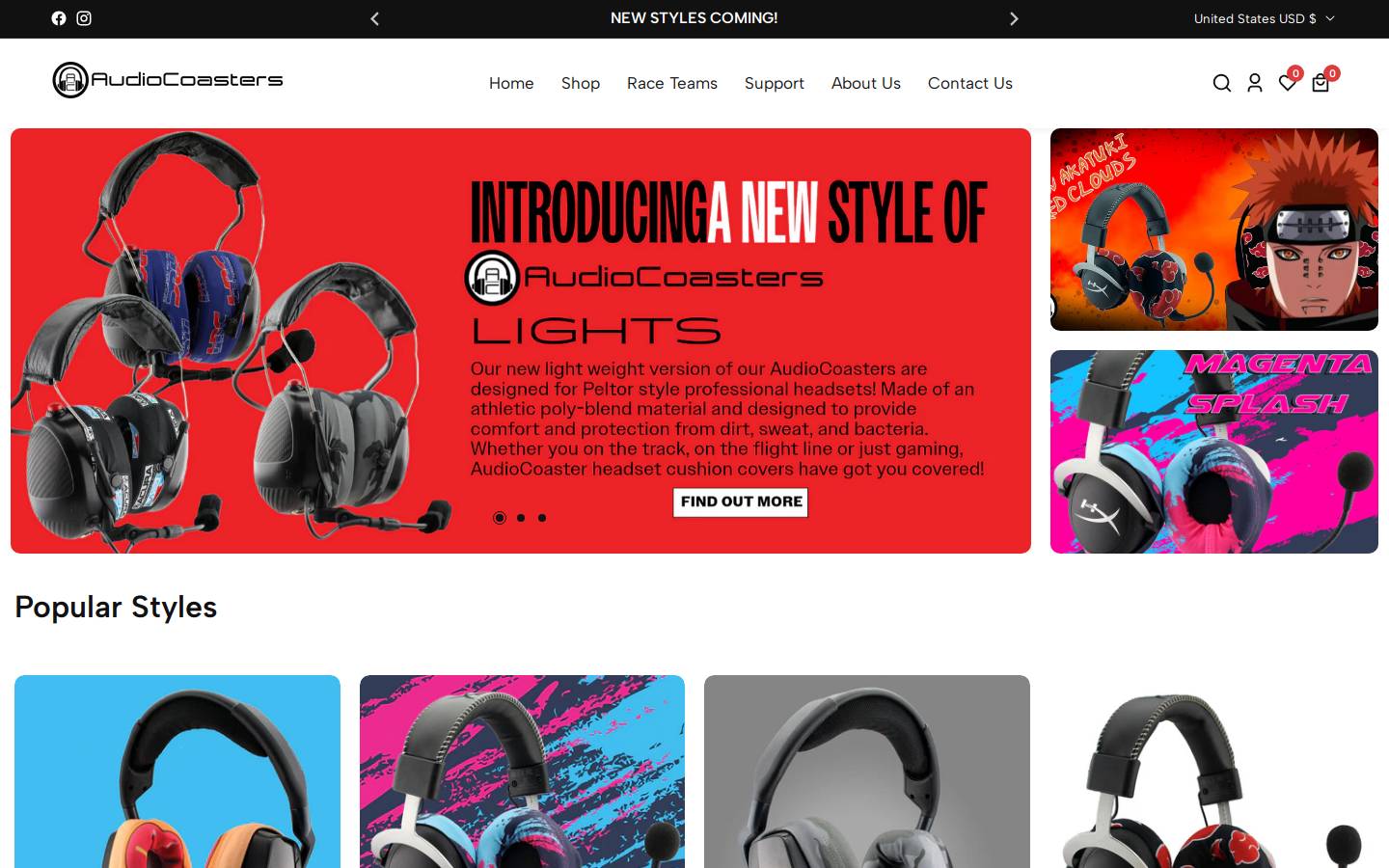 audiocoasters.com homepage screenshot