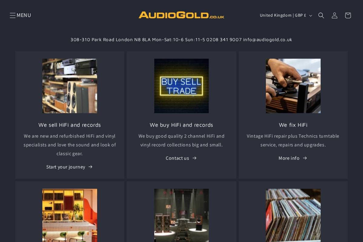 audiogold.co.uk homepage screenshot