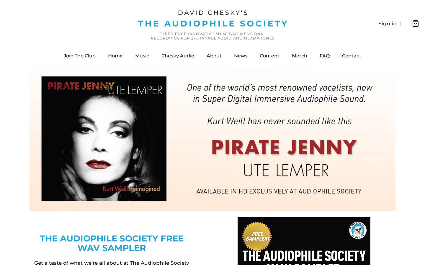 audiophilesociety.com homepage screenshot