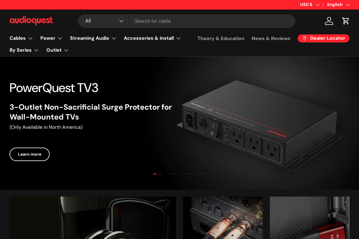 Audioquest homepage screenshot