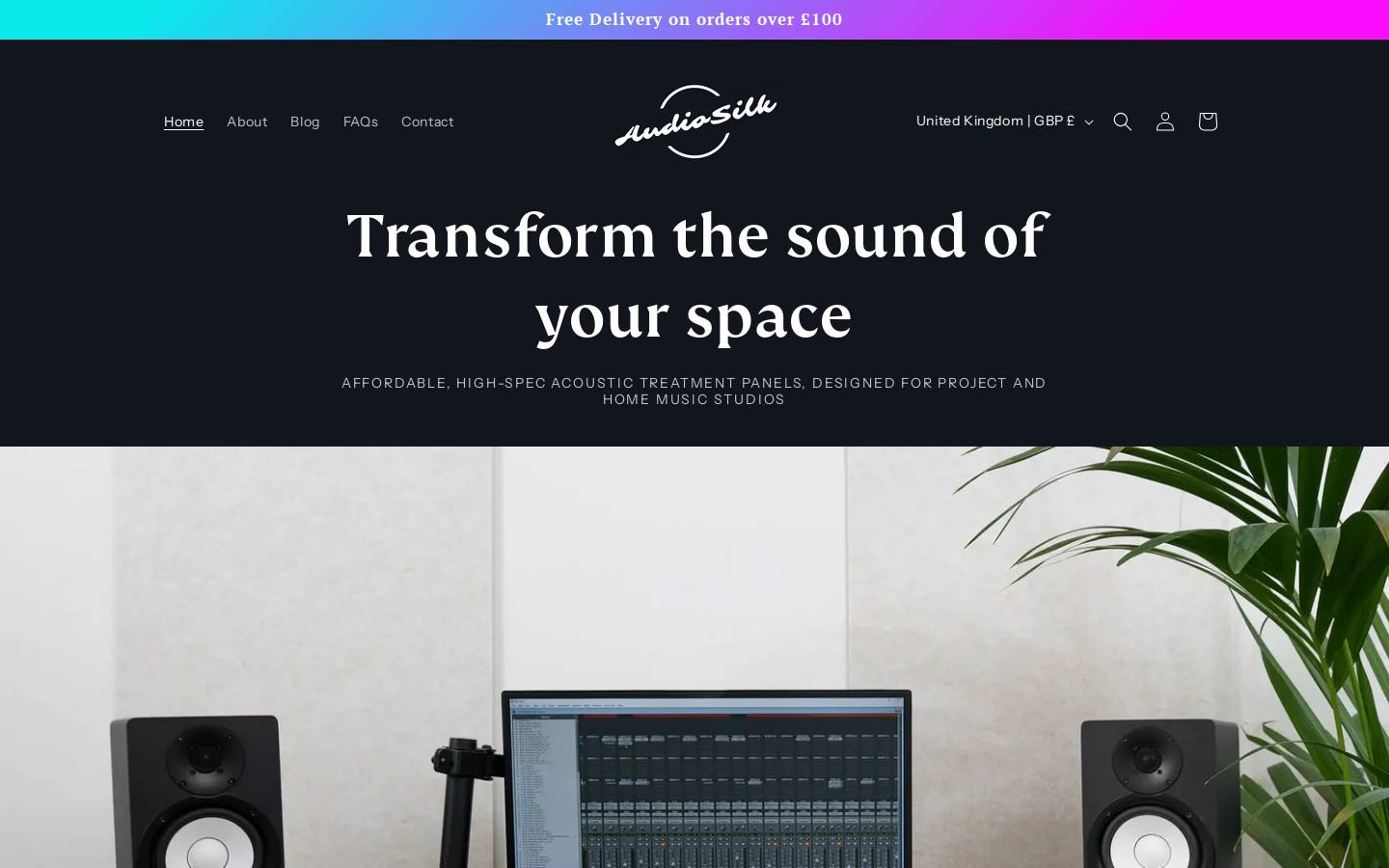 AudioSilk homepage screenshot