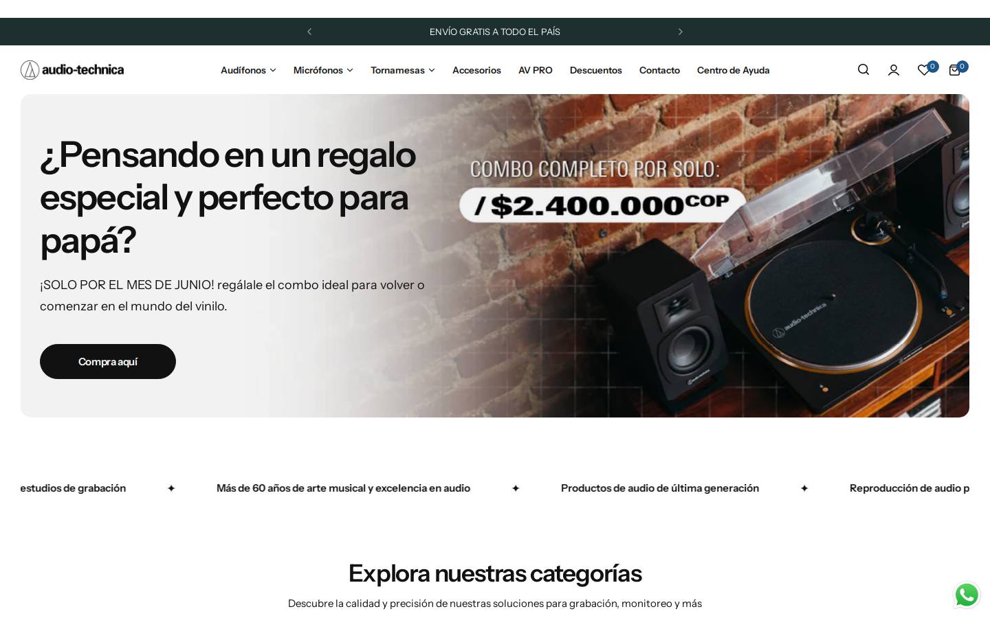 audiotechnicacolombia.com homepage screenshot
