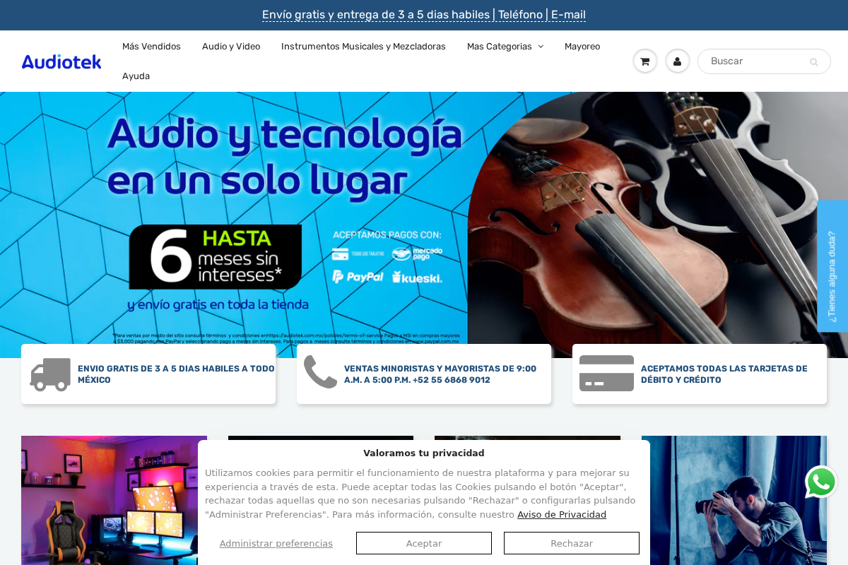Pro System Audiotek homepage screenshot