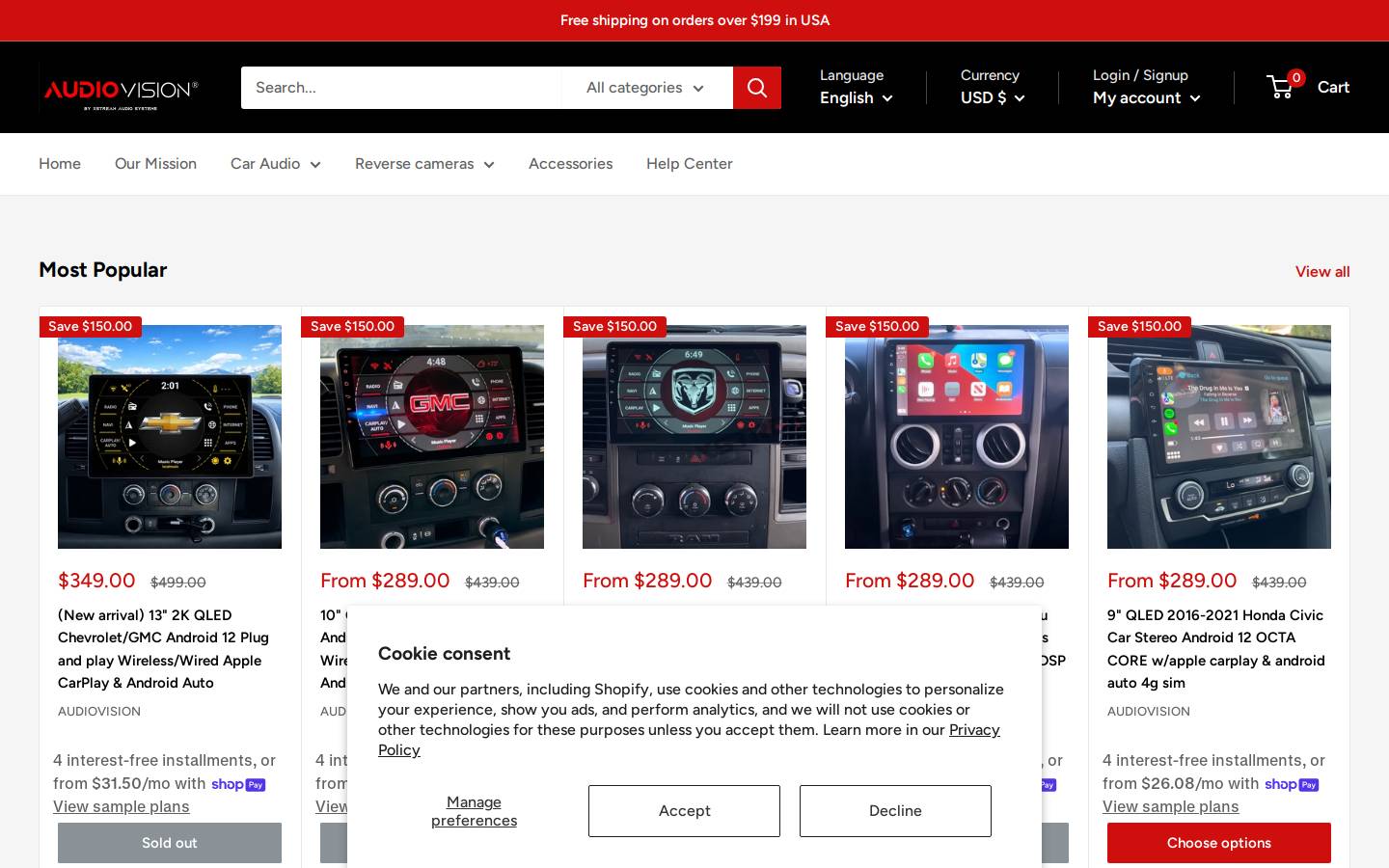 audiovision-usa.com homepage screenshot