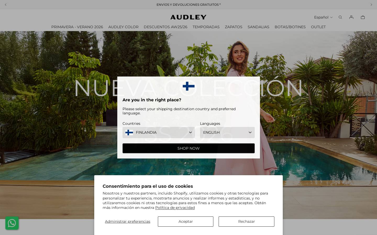 Audley Shoes homepage screenshot