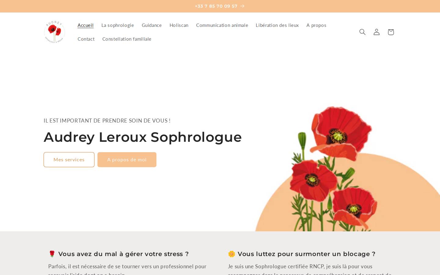 audreylerouxsophrologue.com homepage screenshot