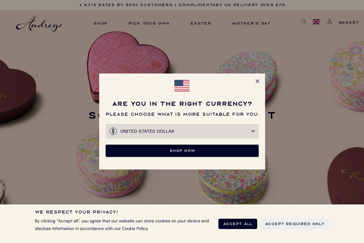 Audrey's homepage screenshot