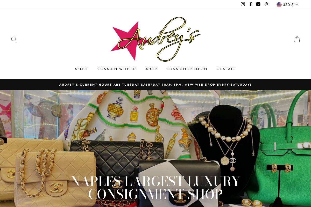 audreysofnaples.com homepage screenshot
