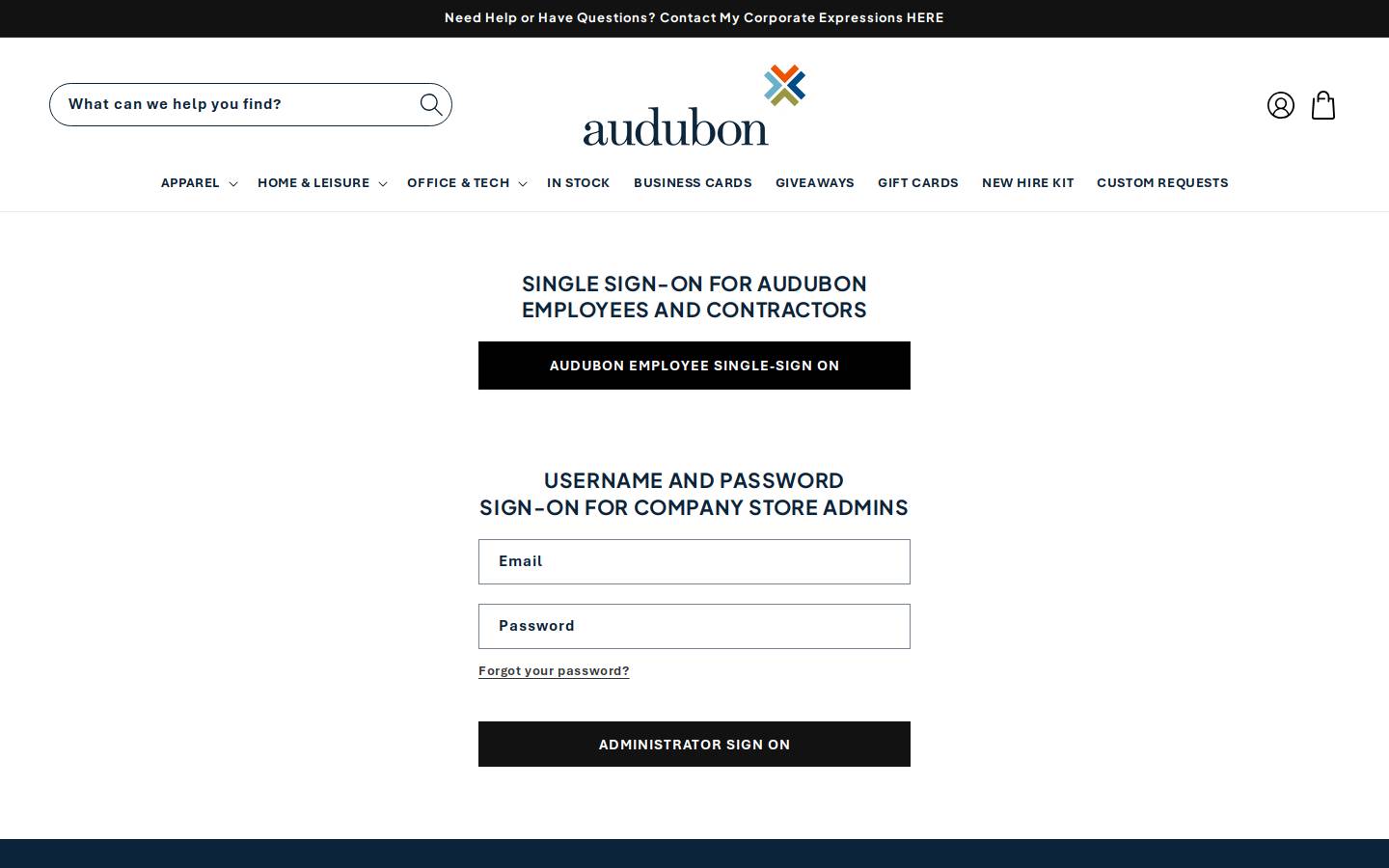 audubonmerch.com homepage screenshot