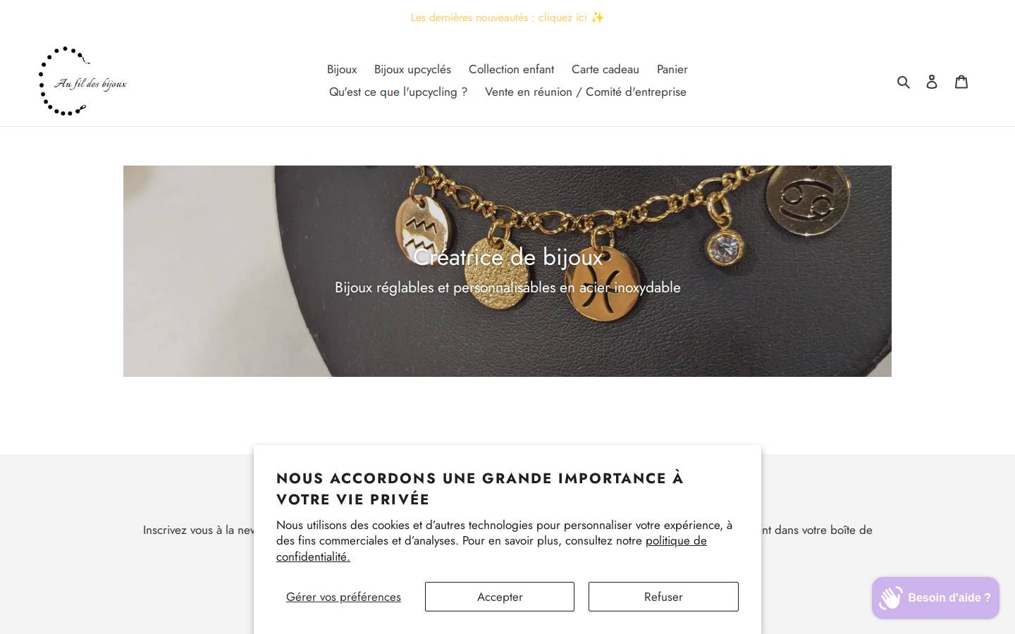 aufildesbijoux.com homepage screenshot