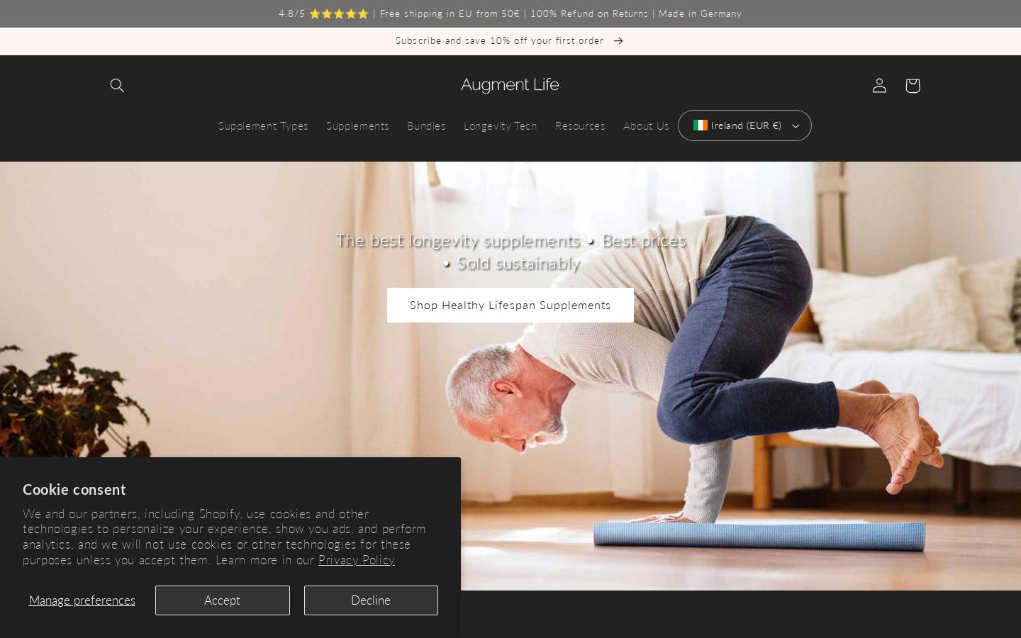 Augment Life homepage screenshot
