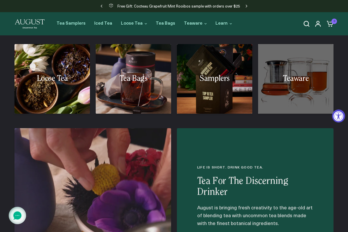 August Uncommon Tea homepage screenshot