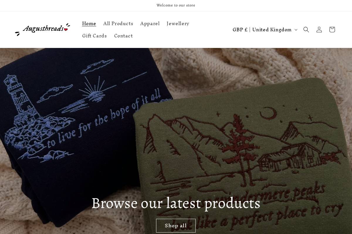 augusthreads.com homepage screenshot