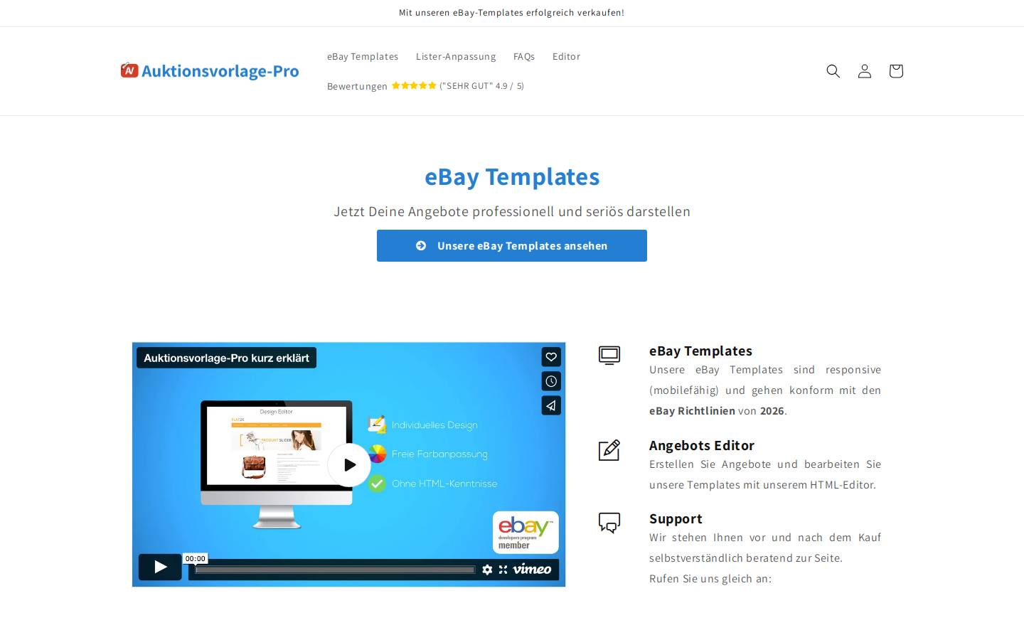 auktionsvorlage-pro.de homepage screenshot