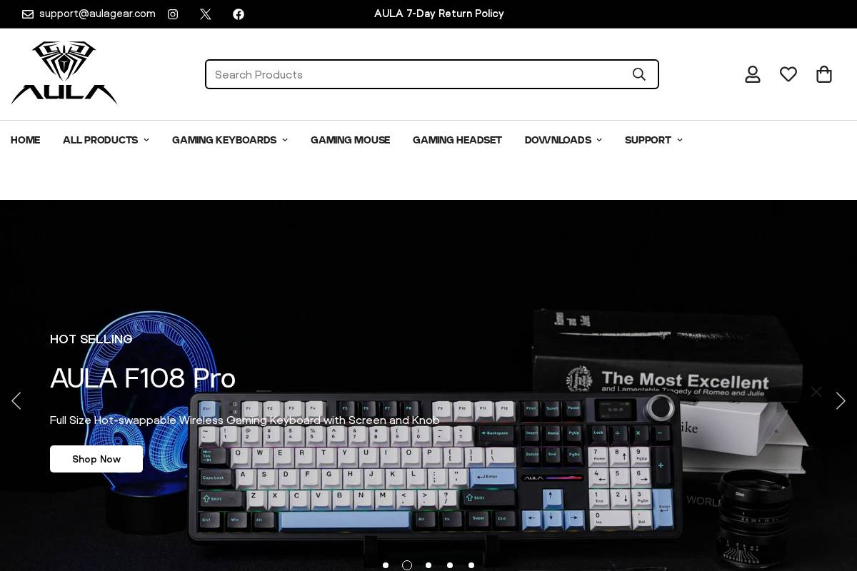 Aulagear homepage screenshot