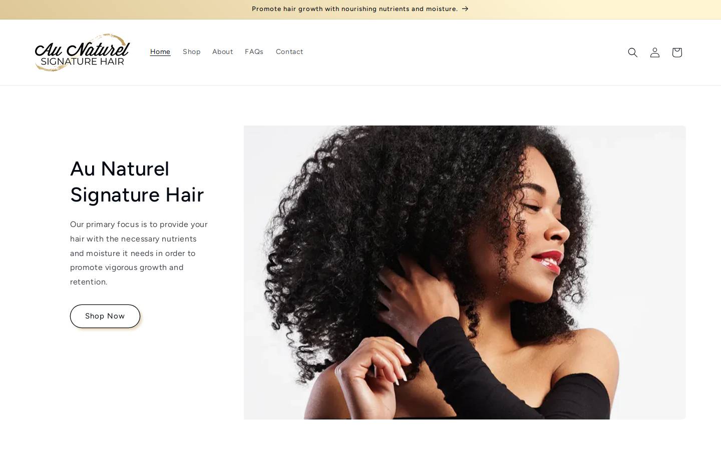 aunaturelsignaturehair.com homepage screenshot