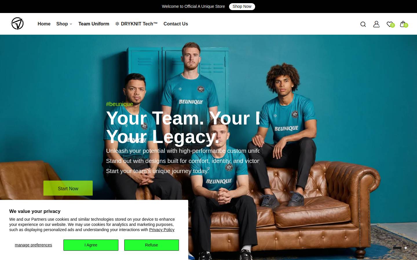 auniqueperformance.com homepage screenshot