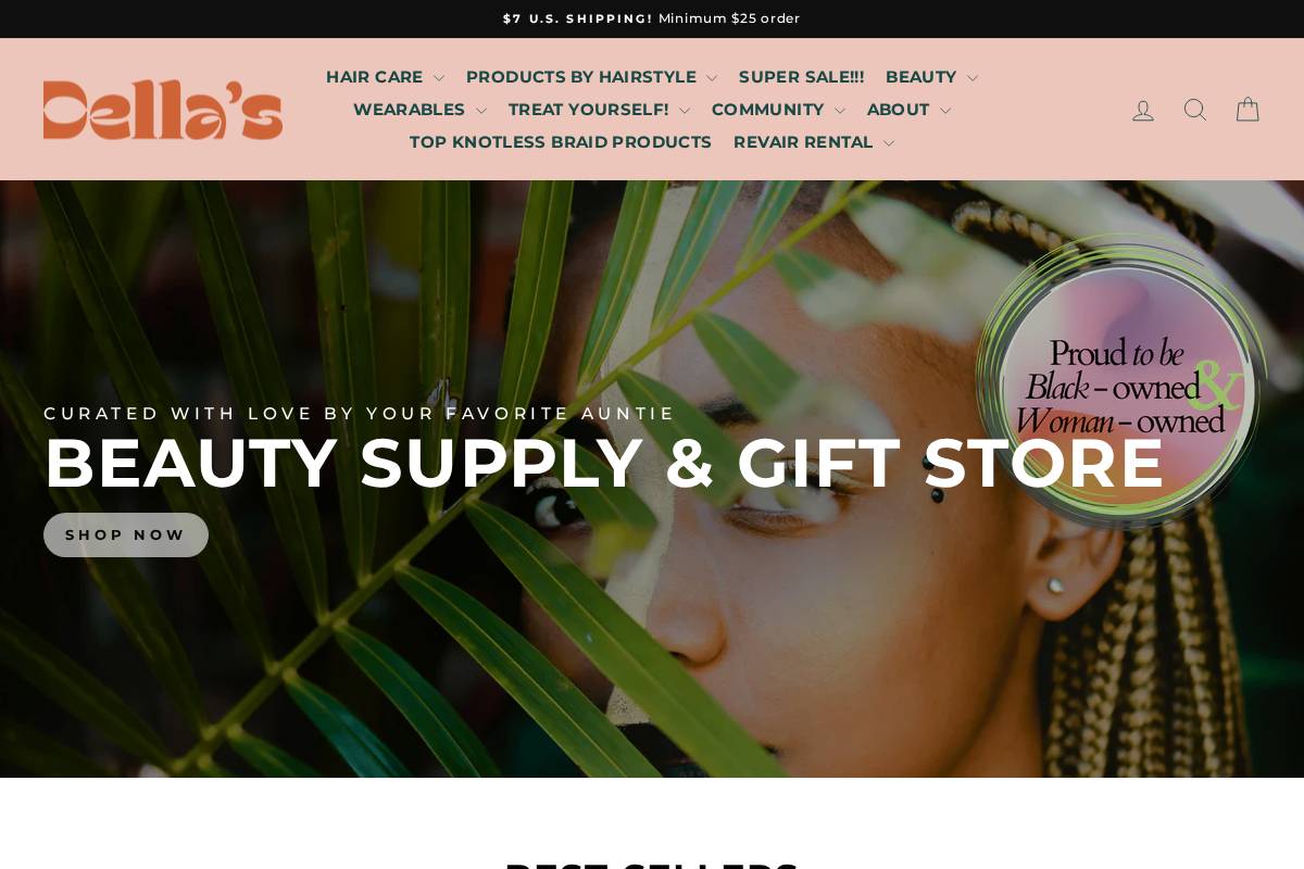 auntiedellas.com homepage screenshot