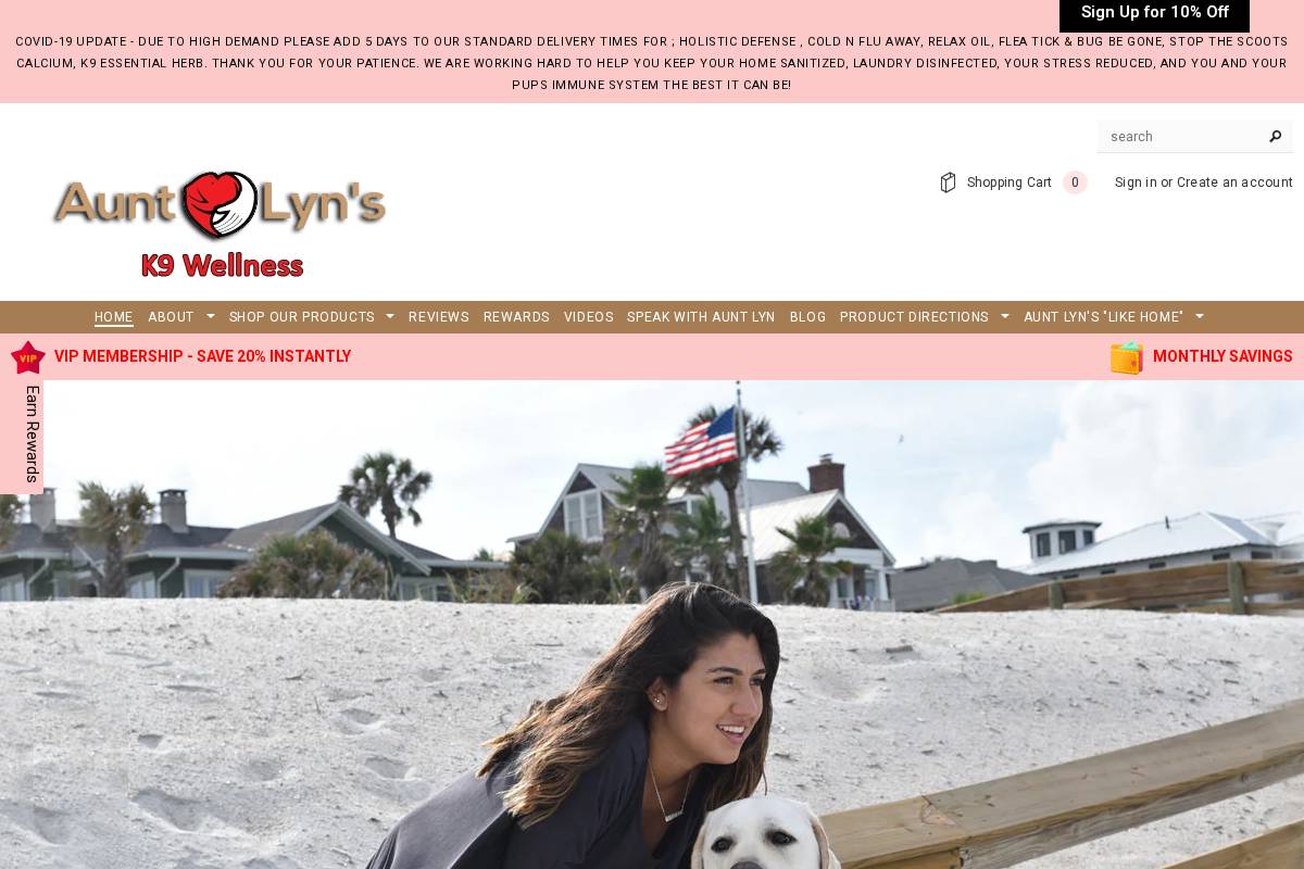 auntlyns.com homepage screenshot