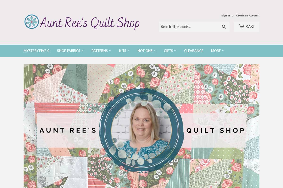 auntreesquiltshop.com homepage screenshot