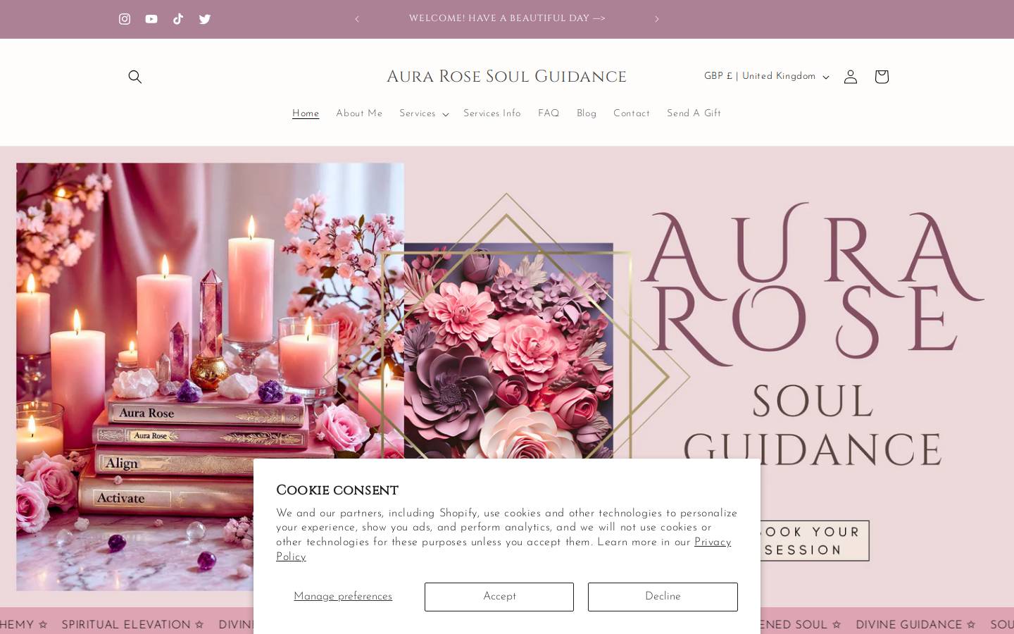 aura-rose.com homepage screenshot