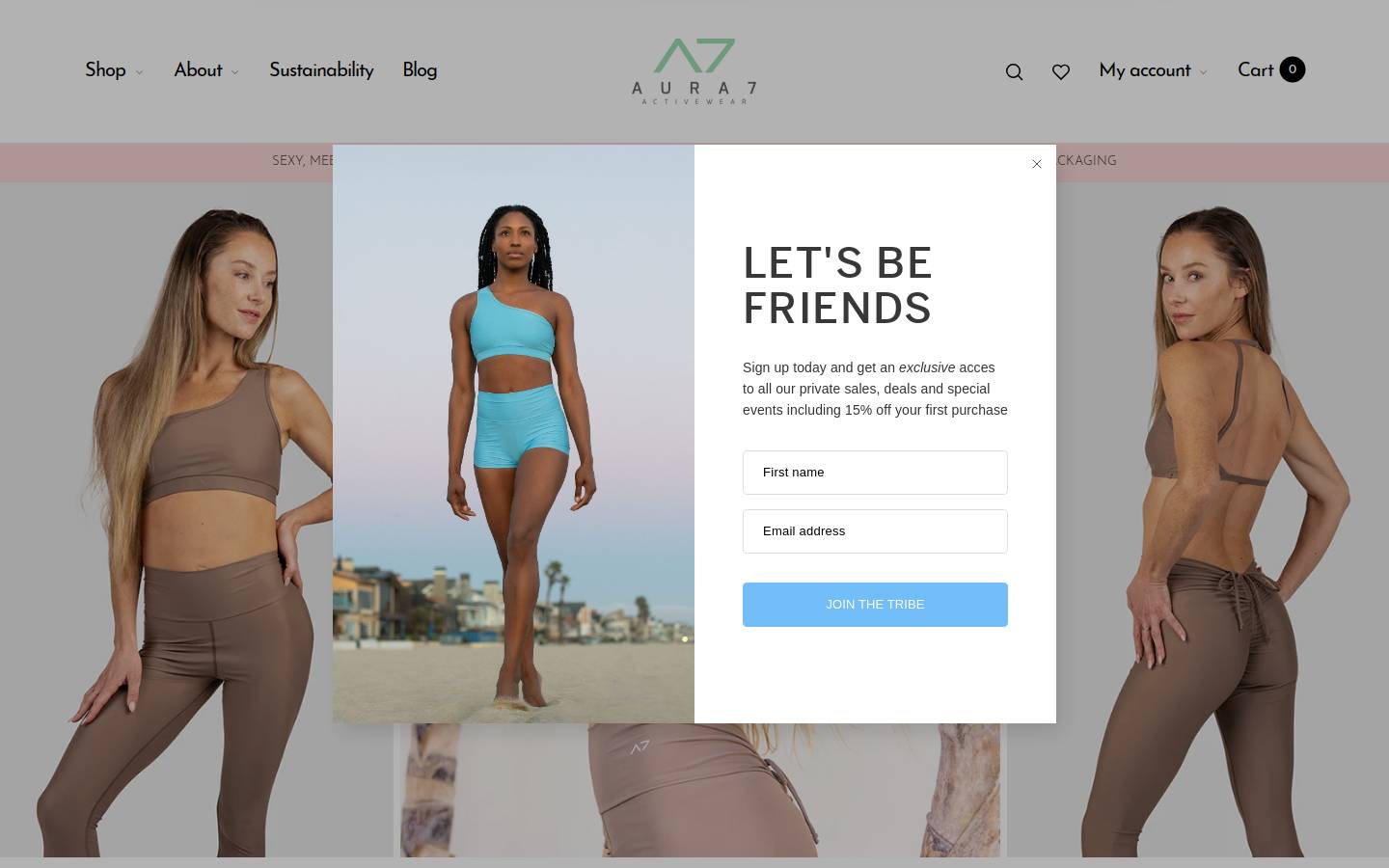 aura7activewear.com homepage screenshot