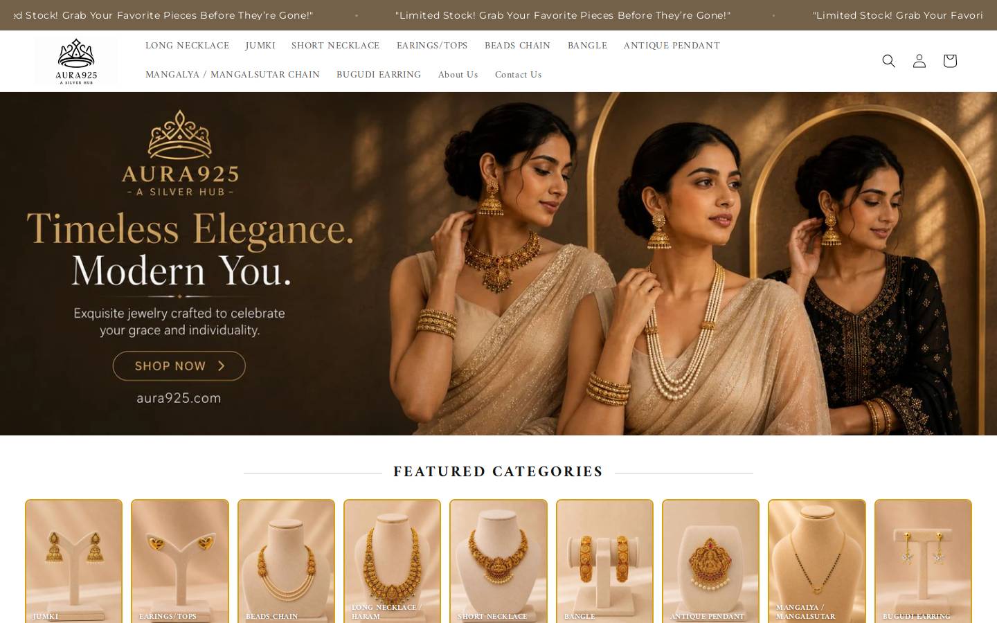aura925.com homepage screenshot