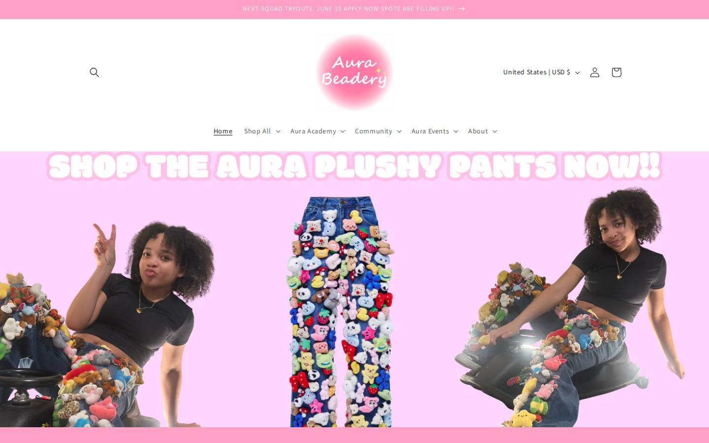 aurabeadery.com homepage screenshot