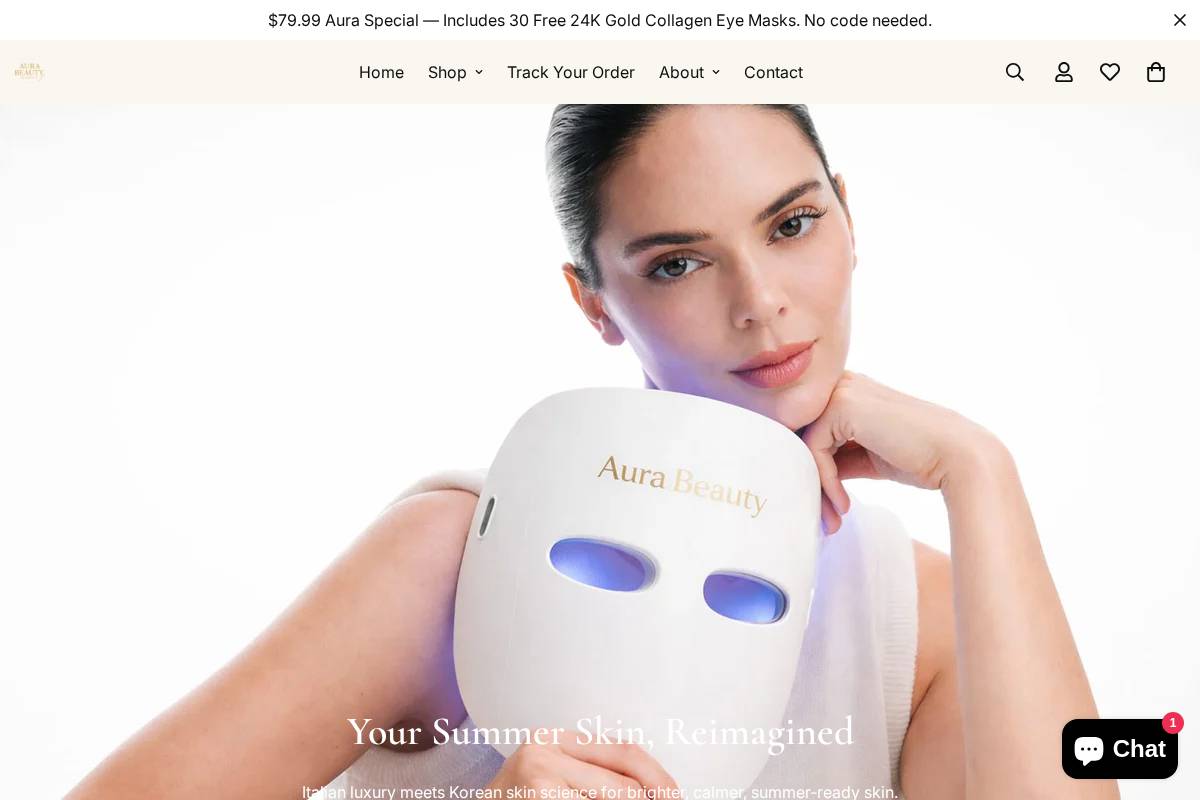 Aurabeautyc homepage screenshot