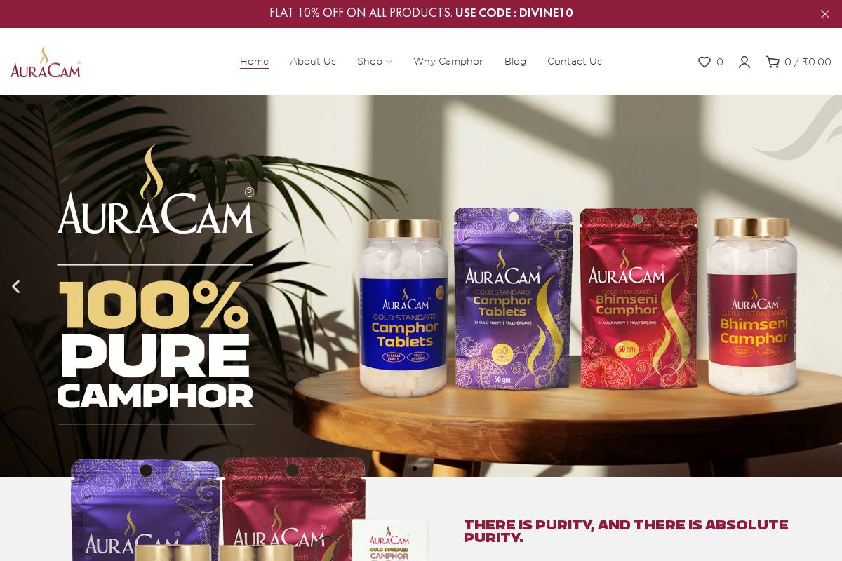 auracam.in homepage screenshot
