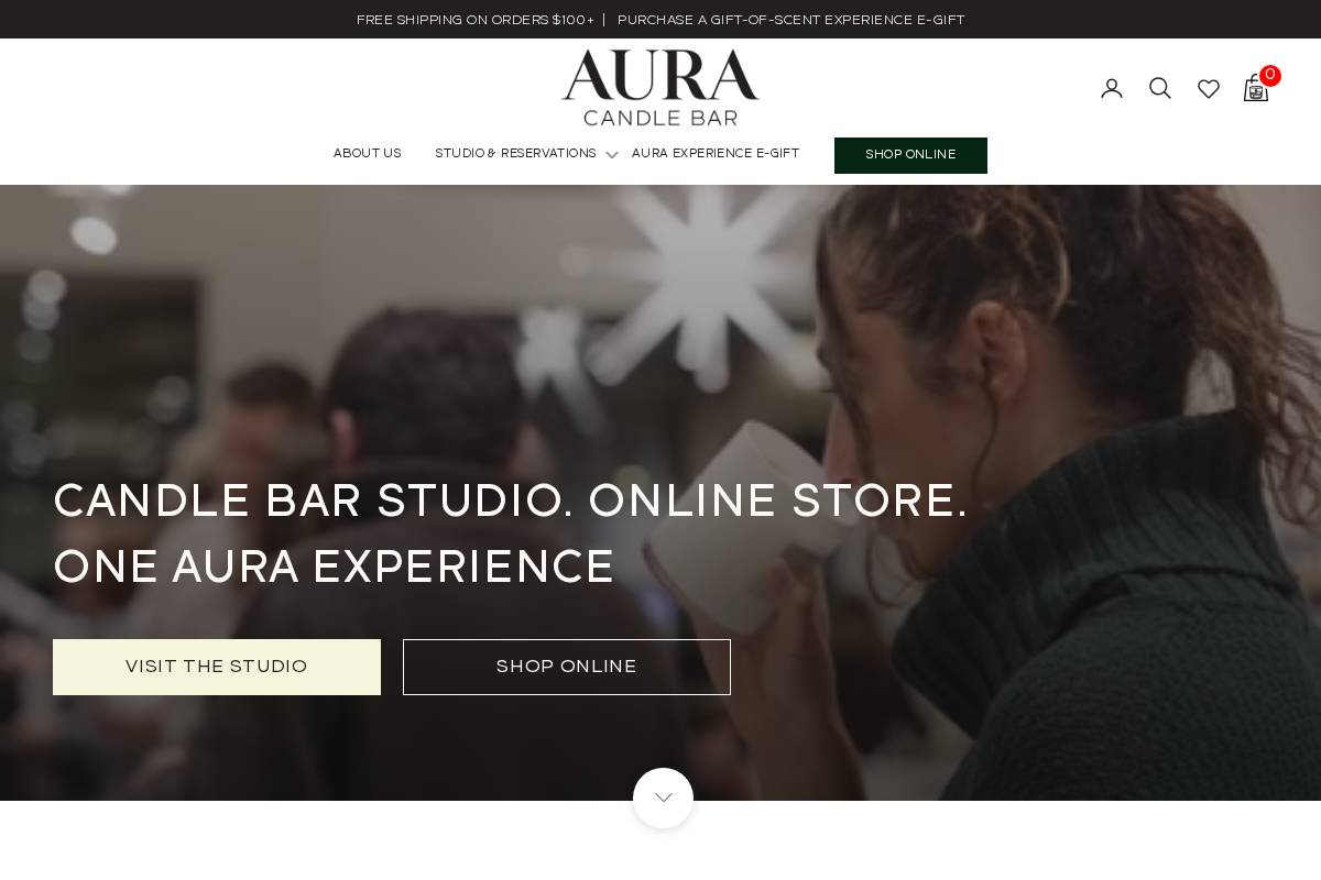 auracandlebar.com homepage screenshot