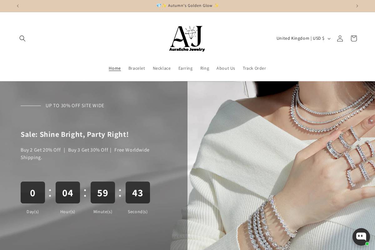 auraecho-jewellery.live homepage screenshot