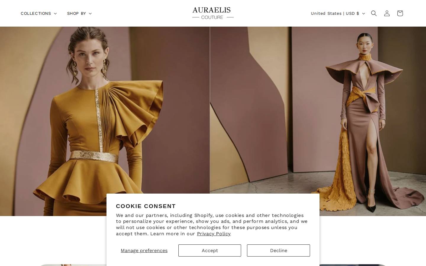 Auraeliscouture homepage screenshot