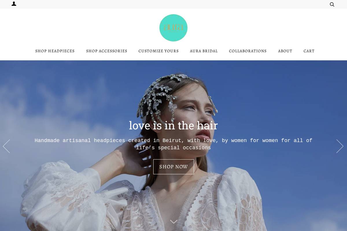 auraheadpieces.com homepage screenshot