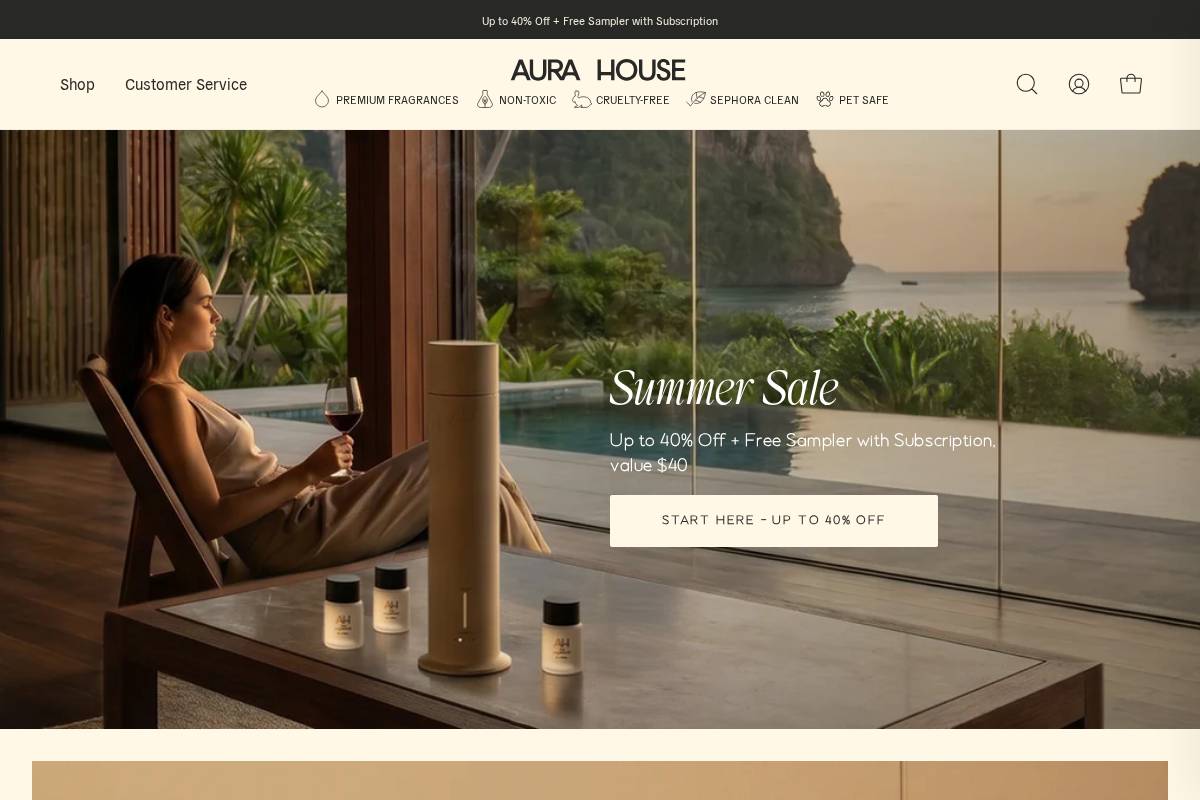 Aura House homepage screenshot