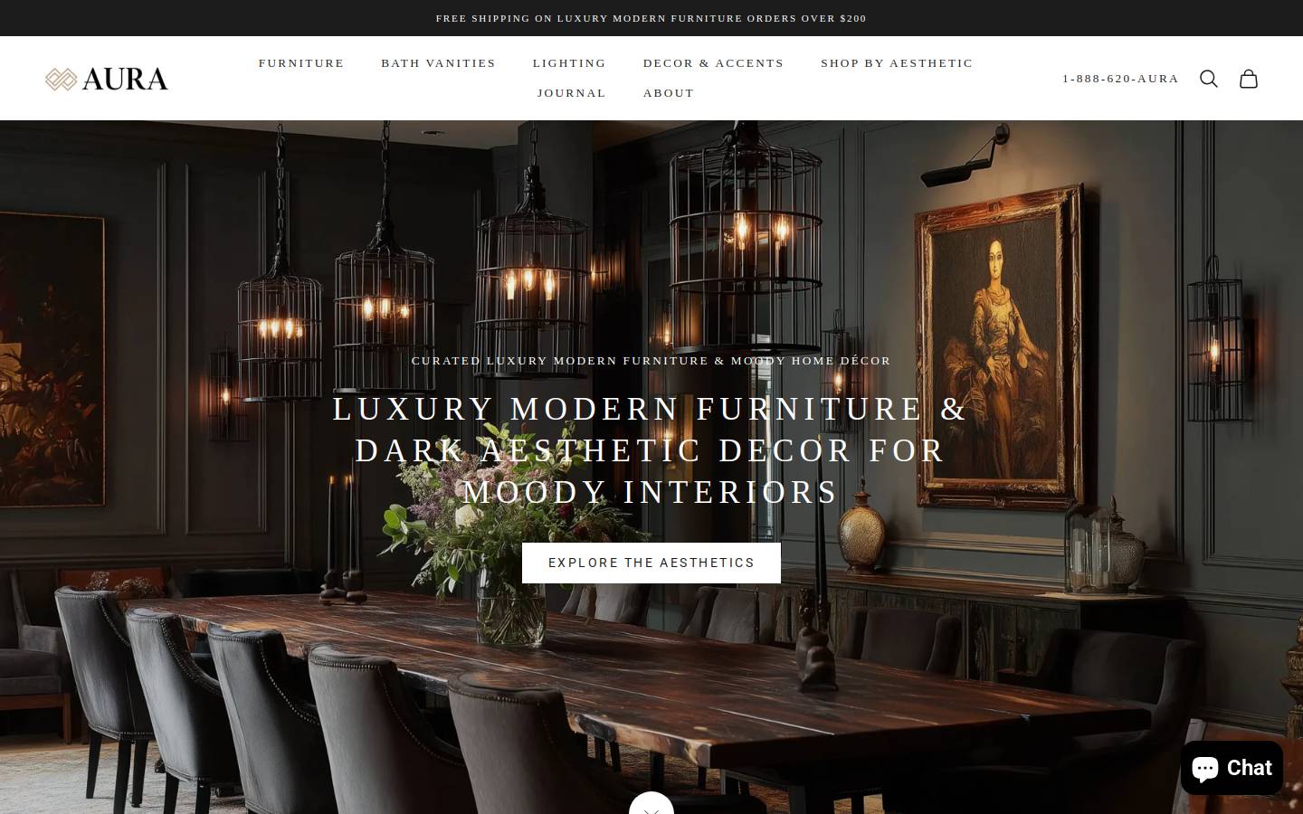 auramodernhome.com homepage screenshot