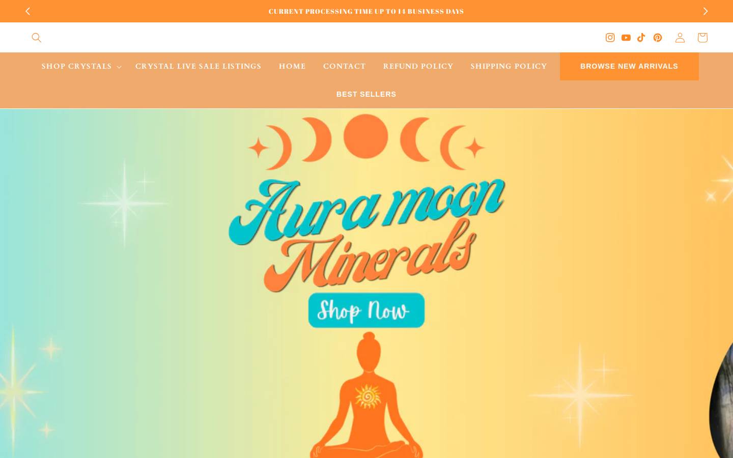 auramoonminerals.com homepage screenshot