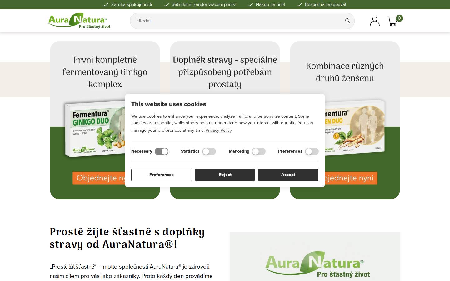 AuraNatura homepage screenshot