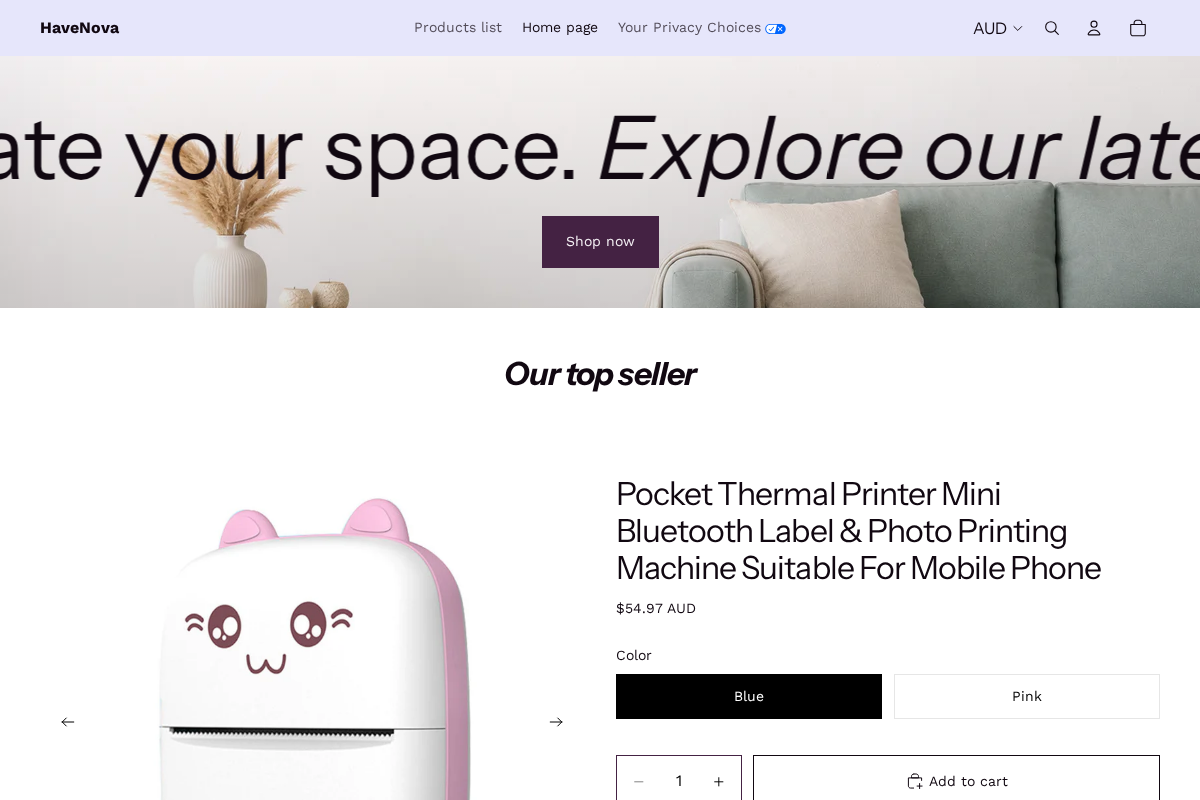 HaveNova homepage screenshot