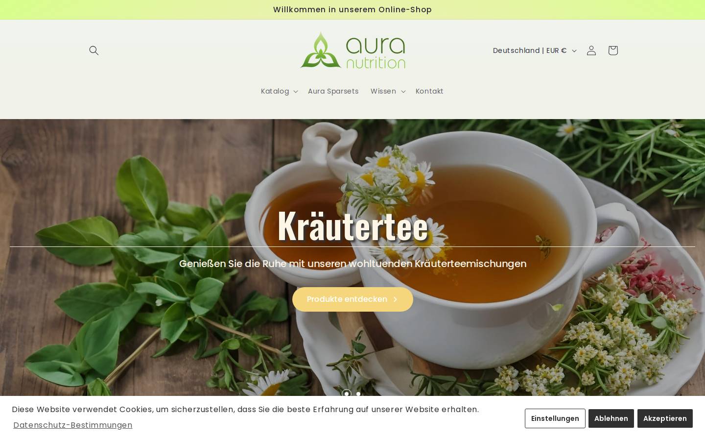 auranutrition.com homepage screenshot