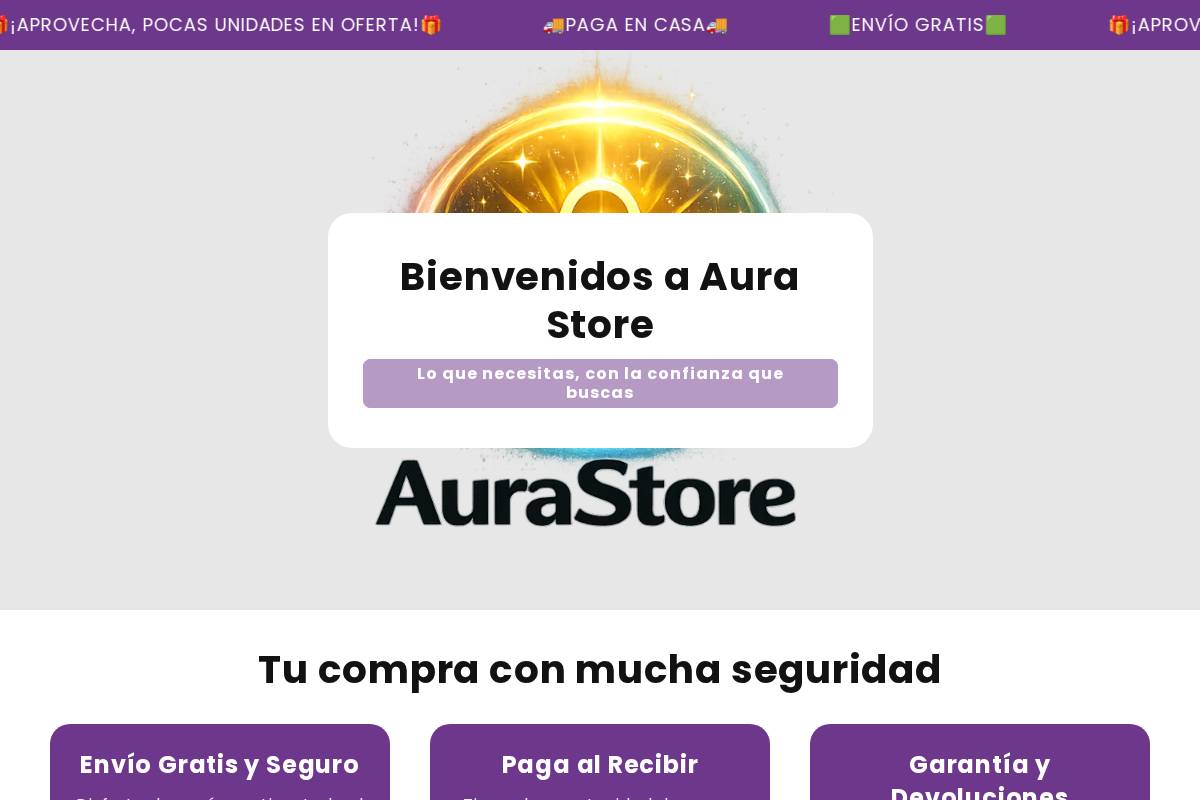 auraoficial.store homepage screenshot