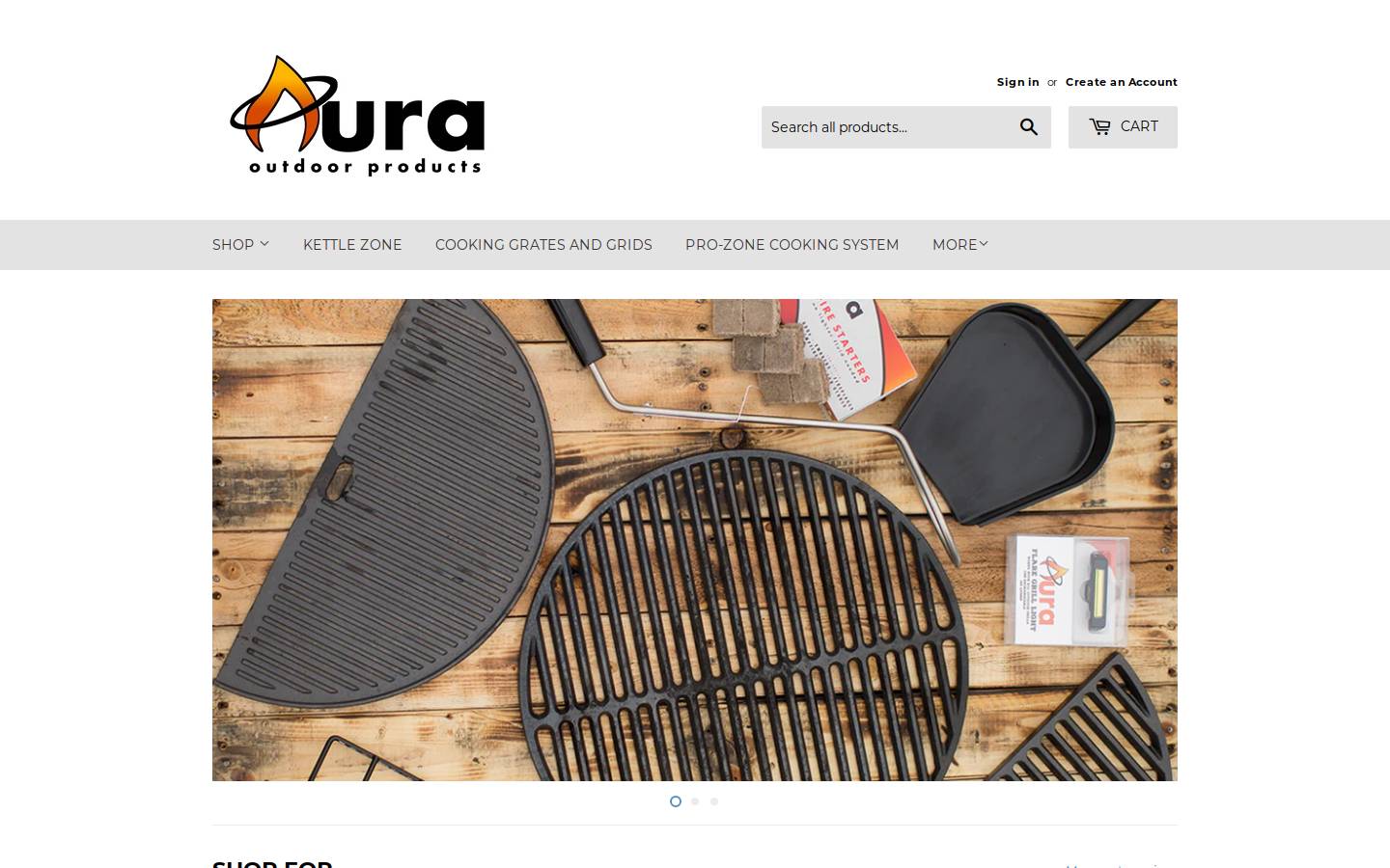 auraoutdoorproducts.com homepage screenshot